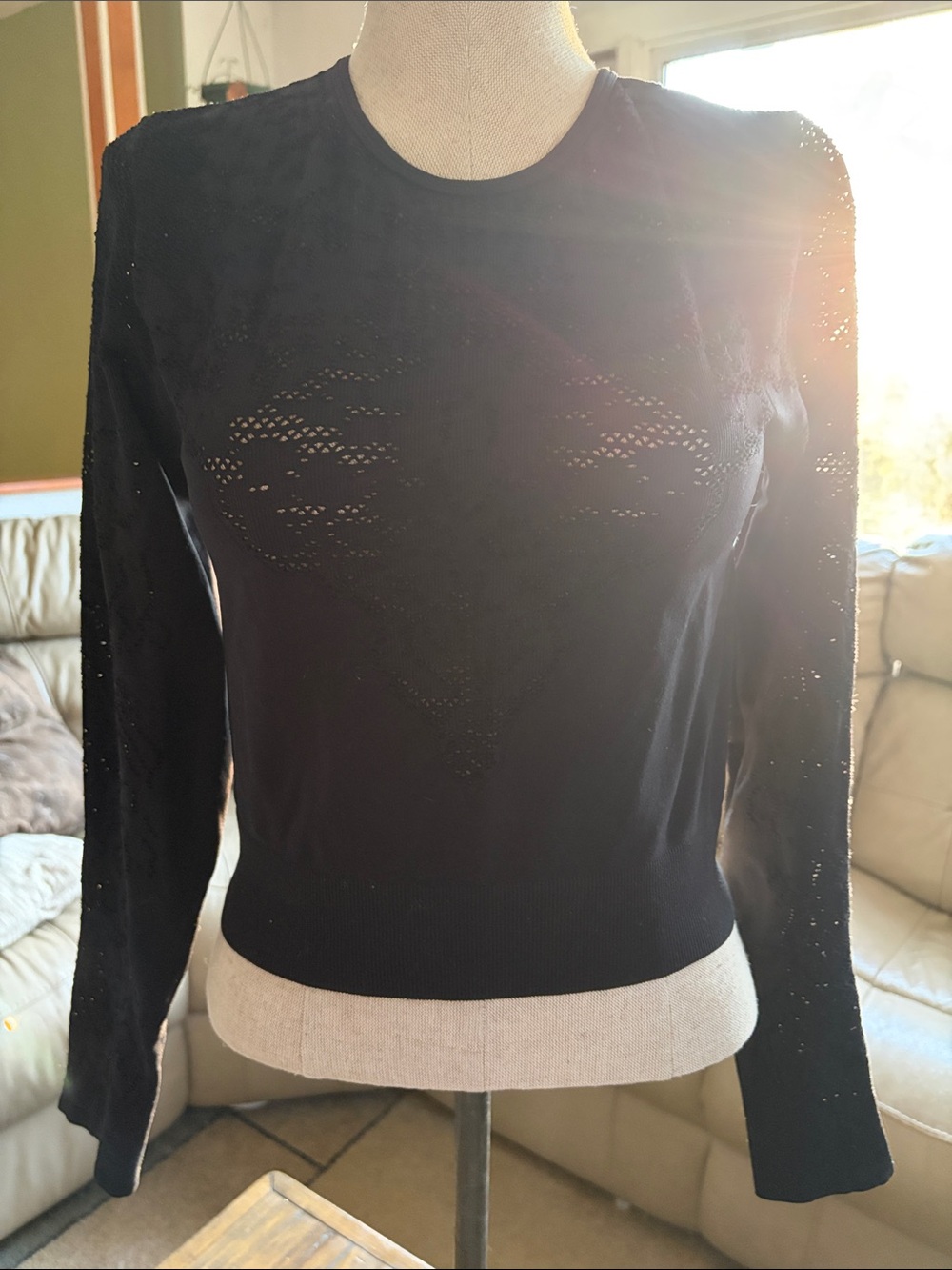 Fabletics Black Long-Sleeve Knit Top